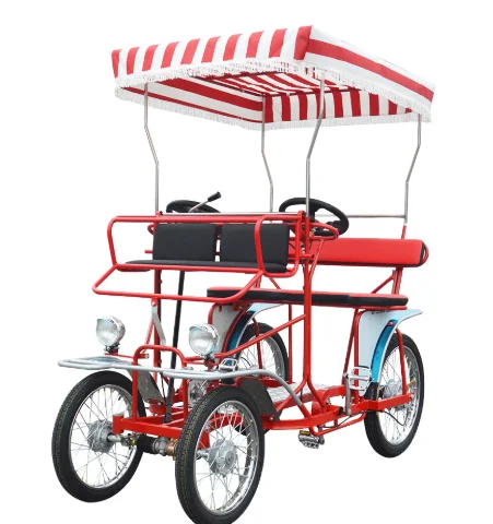 manufacturer suply 2PERSONS   4 WHEEL  SURREY BIKE WITH LED LIGHTS SURREY QUADRICYCLE