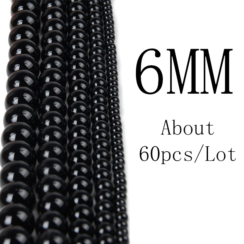 Wholesale Nature Stone Beads Black Onyx Agate Semi-precious Loose DIY Beads for Necklace Bracelets Jewelry Making 4/6/8/10/12mm