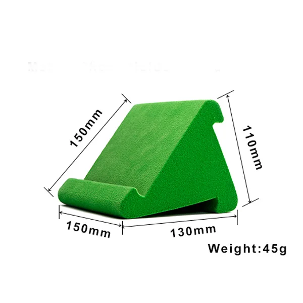 Triangle Flocked mobile phone Pillow Holder Stand Green Stylish sponge Wedge Pillow Angled Cushion for PC Tablet mobile phone
