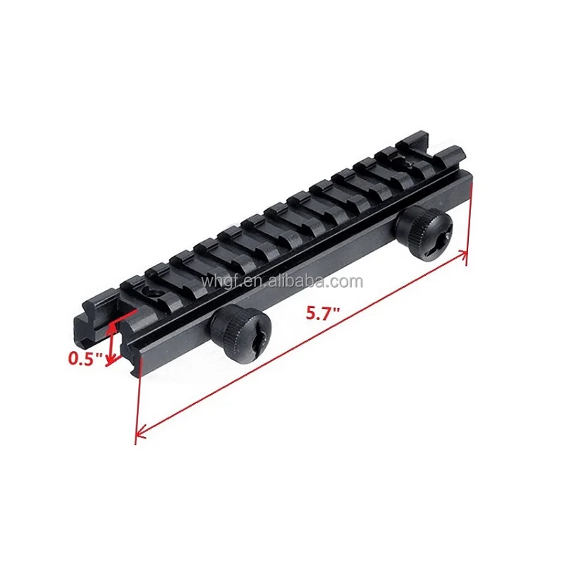 1/2 inch Riser Mount Low Profile 0.5 Inch 13 Slot Picatinny / Weaver Rail Flat