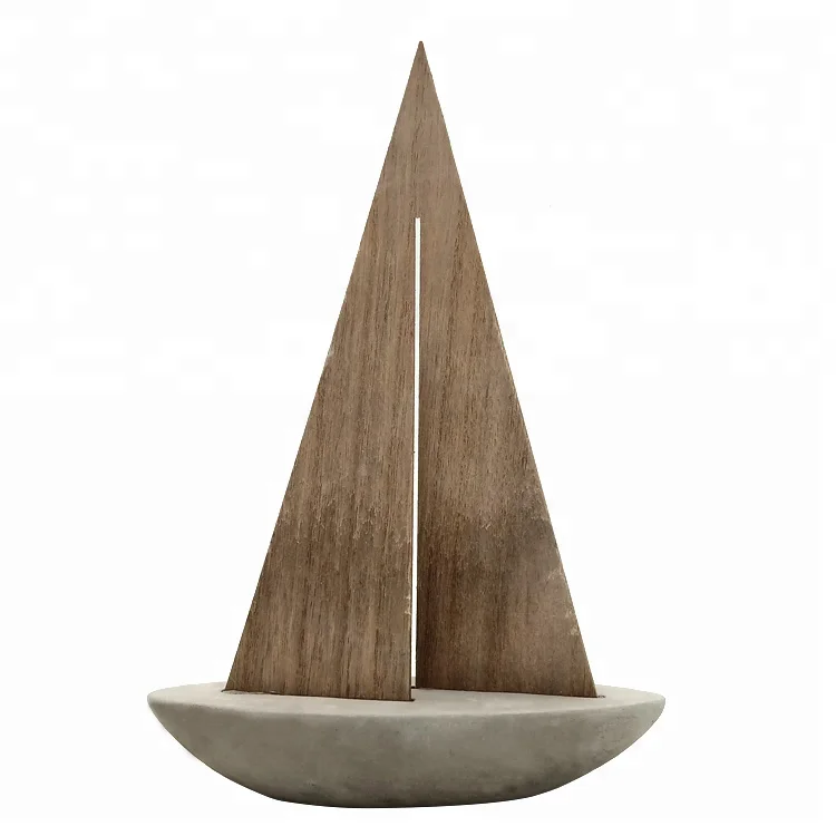 New products wooden concrete model sailboat Sailing Boat decoration
