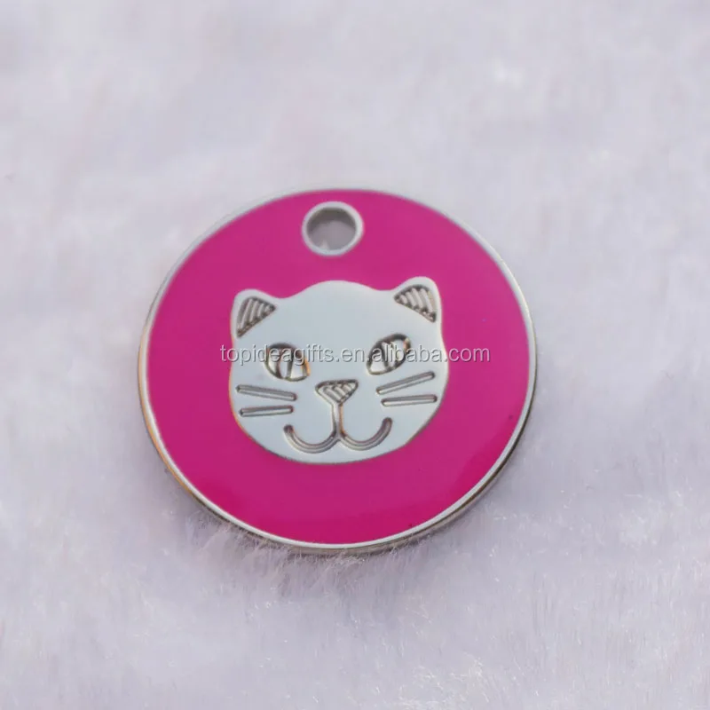 Dog Tag Supplier 20mm Diameter Enamel Animal Cat Pet Dog Tags Mini Cat Face ID Tags Manufacturer