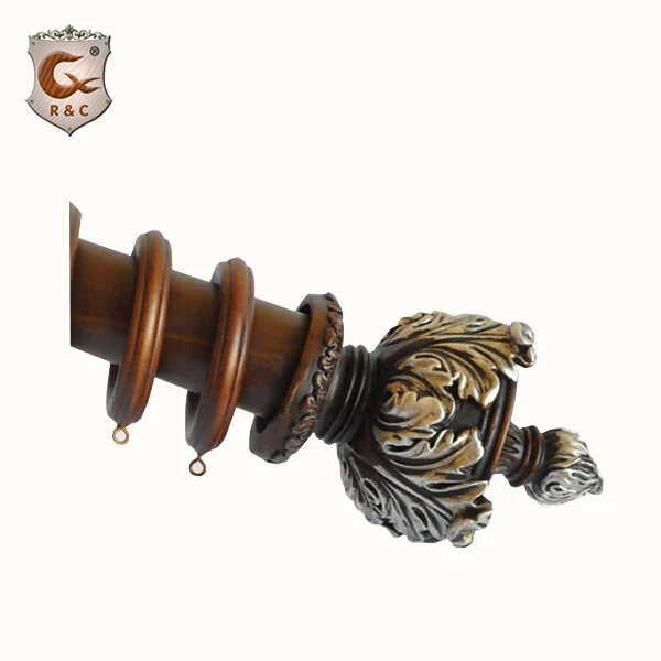 Деревянный Круглый Тиковый карниз в ретро стиле с деревянными кольцами