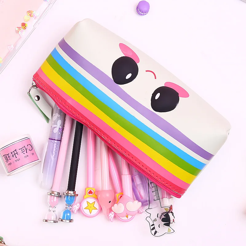 Custom Printed Promotional Pu Leather Pencil Case Cute Animal Printing Pen Bag Kids School Pencil Pouch
