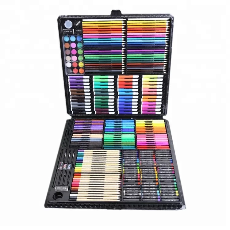 Children Art Set with color pencils, color pens
