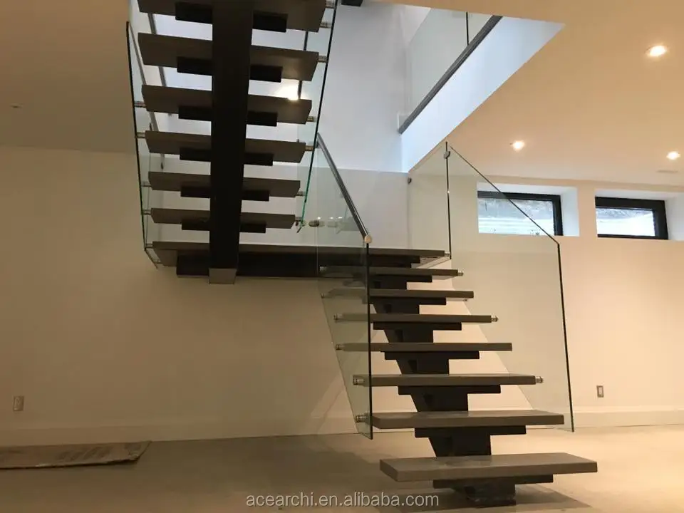 Интерьер современного дизайна стальные лестницы для жилых помещений с бескаркасными стеклянными