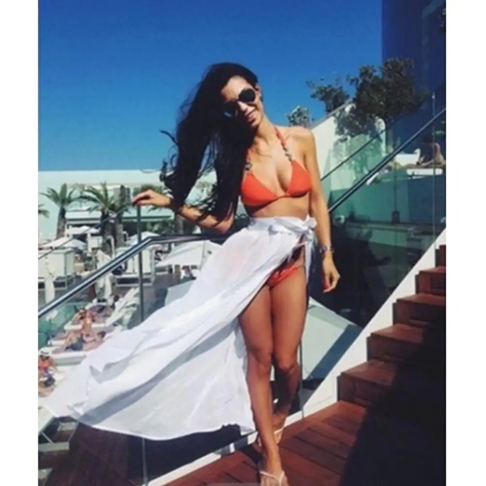 Womens Swim Wear Bikini Cover Up Sheer Beach Mini Wrap Skirt Sarong Pareo Shorts