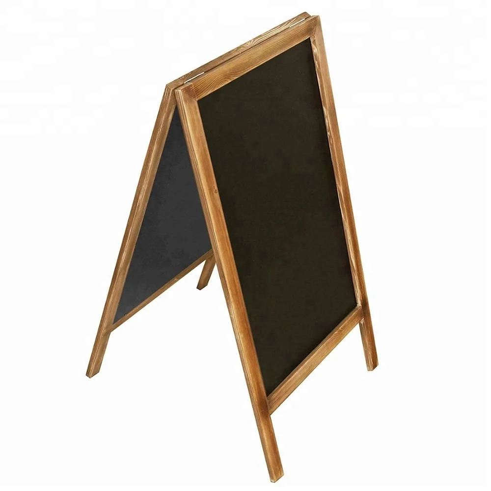 Деревенская Горелая сосновая деревянная рама тротуар А-Рама Двухсторонняя доска знак, сэндвич доска для записей