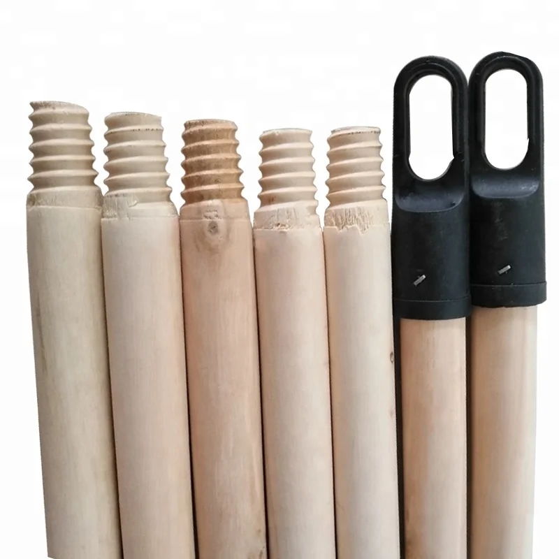 Natural broom handles wholesale handle thread tip garden hardware tools floor brush broom stick