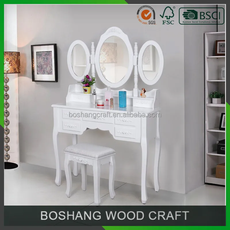 Cheap Vanity Modern Girl White Wood Simple Dressing Table with Drawer