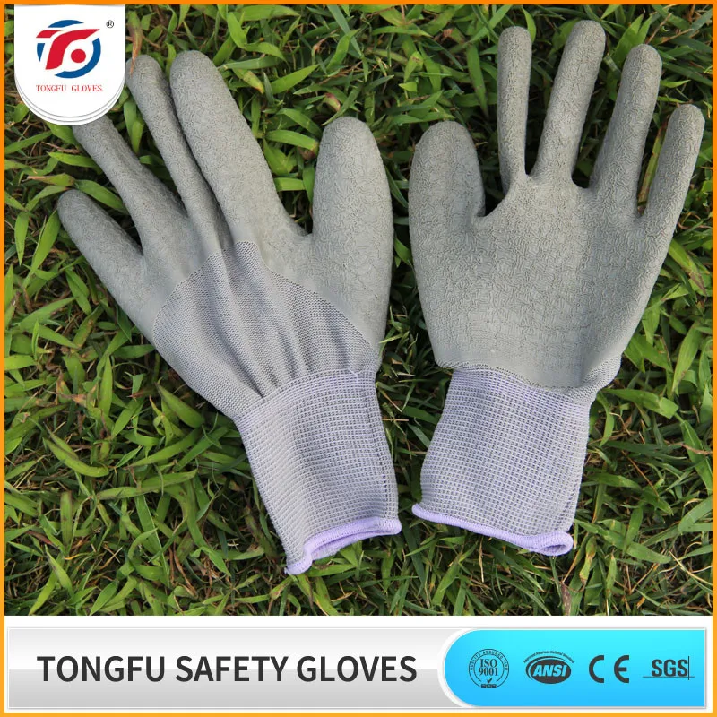 grey&grey latex coated crinkle finished glove