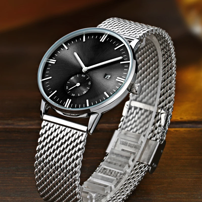 Топ 10 пользовательских циферблата с сетчатым ремешком минималистичный стиль Япония movt кварцевые часы из нержавеющей стали брендовые