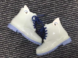cool unique design waterproof lace up tie shoelaces children kids teenager ankle high rain boots wellies rain shoes