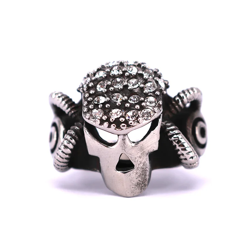 Vintage Rock Punk Men Jewelry Warrior Mask Stainless Steel Rings for Men Motorcycle Biker Rings