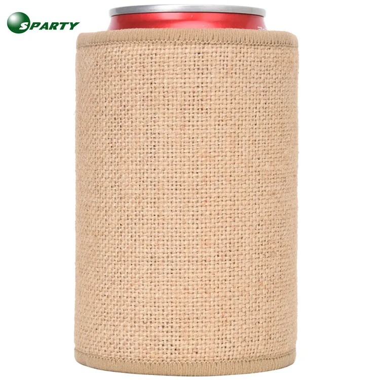Jute material backing neoprene stubby holder promotional blank magnetic stubby holder