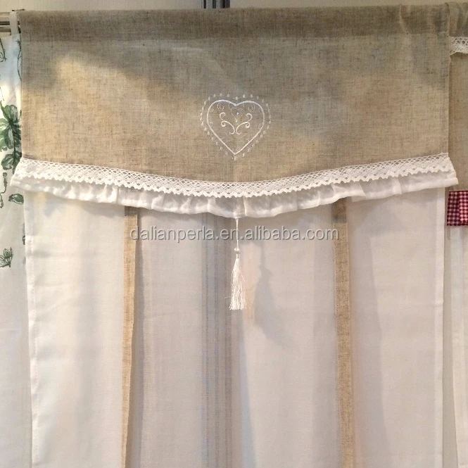 Занавески на колесиках из полиэстера и льна с вышивкой