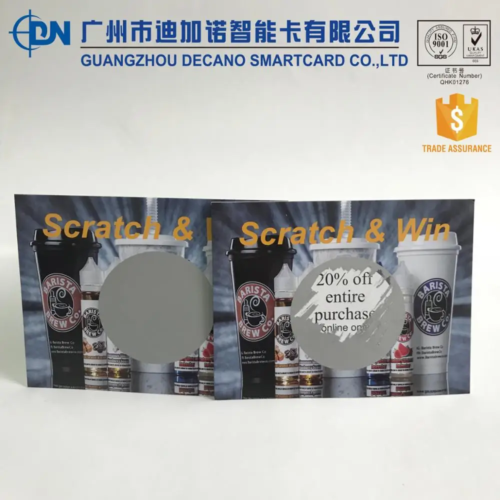 
Plastic lottery scratch card 
