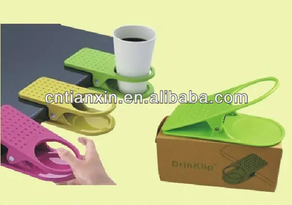 Home Office Desk Table Bottle Mug Drink Cup Holder Clip On Drinklip Clamp