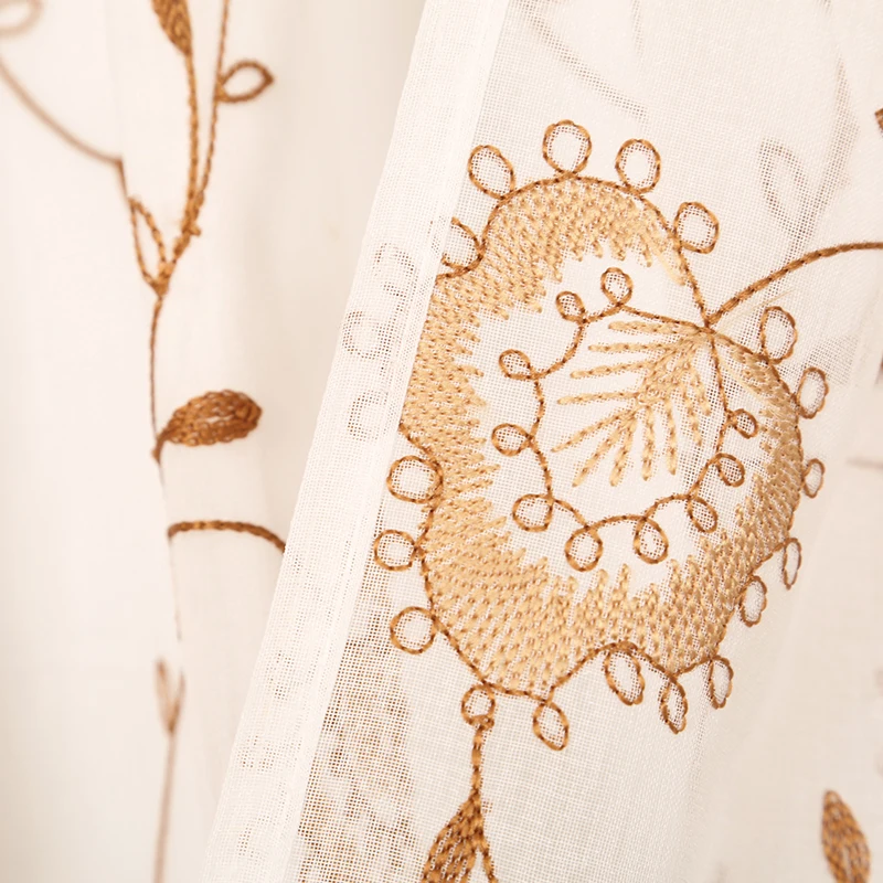 Современная европейская роскошная занавеска из полиэстера с вышивкой и прикрепленными занавесками