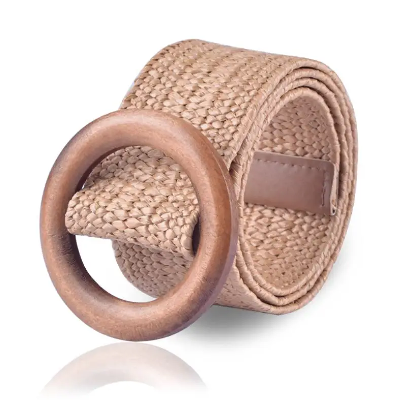  Straw Weave Rusti Belt With Wooden