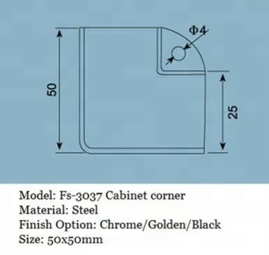 FS-3037 right-angle corner flat metal corner 50mm for luggage accessories