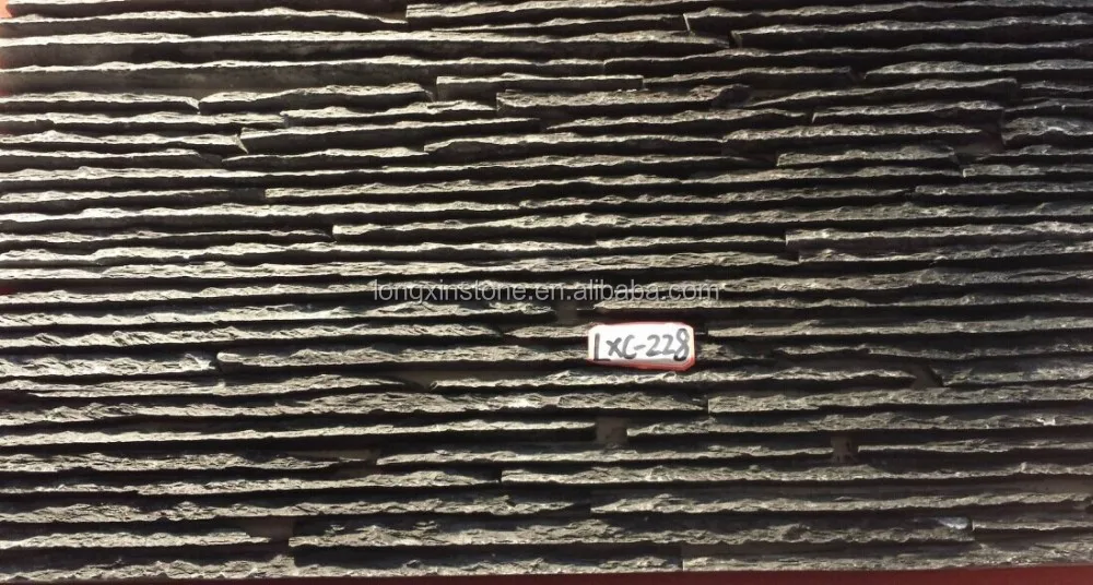 
Hot sale Chinese black slate water fall stripes stone wall cladding tiles 150X600 mm 