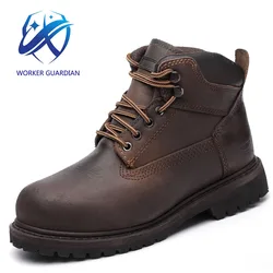 China Factory Wholesale Good Goodyear Welted Rubber Outsole Safety Shoes Safety Boots With Genuine Leather