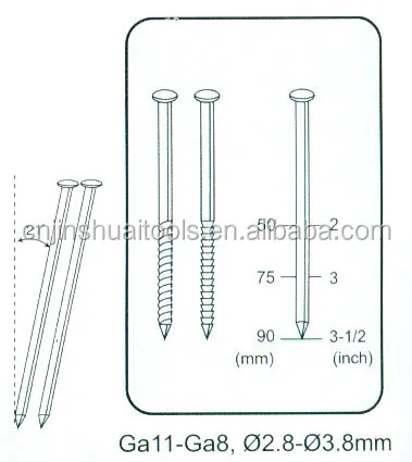 Pneumatic Nail Gun, Air Nailer 90mm, 21 Degree Plastic Framing Nailer RHF-9021
