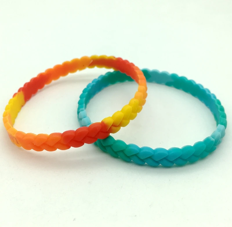 2023 Fashion women silicone wristband wrist band customized rubber round weave bracelet