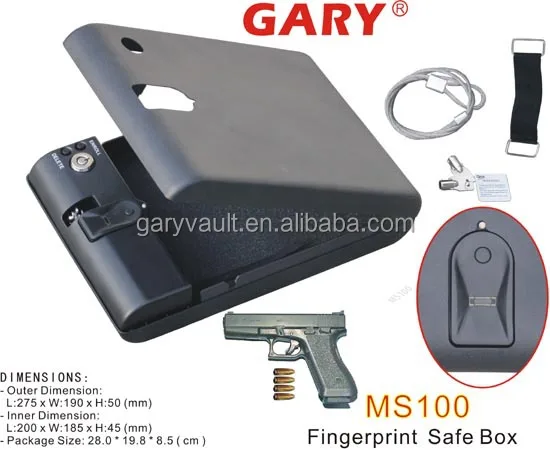 Wholesale- MS100 Micro Gary Vault Biometrics Fingerprint portable gun gun safe