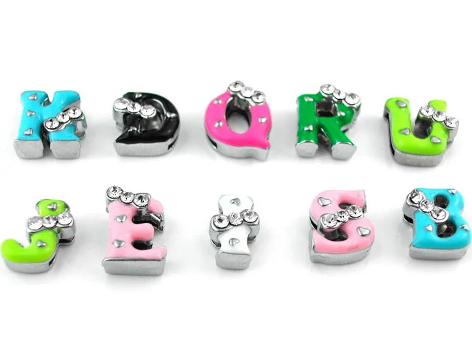 Wholesale High quality metal zinc alloy cute color stranding slide letter