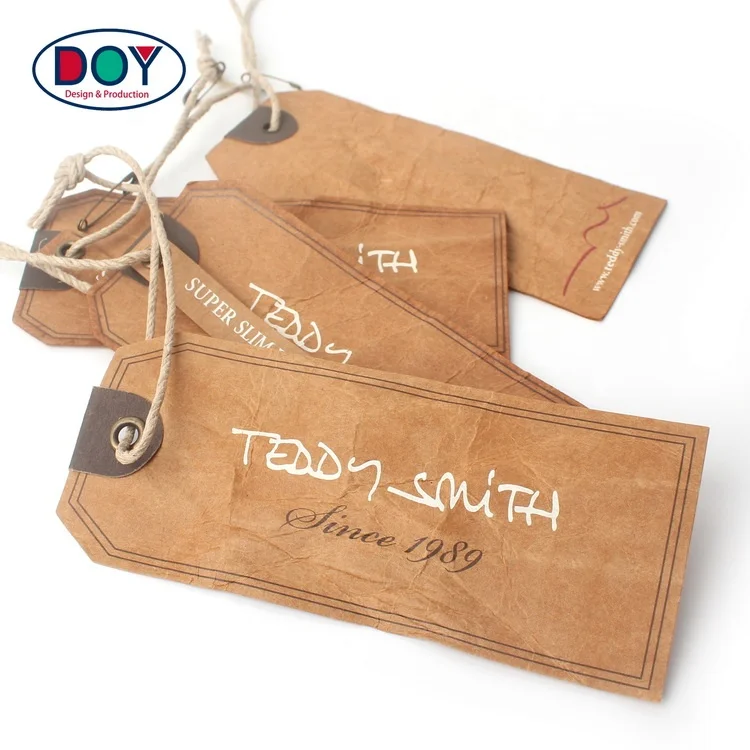 Hangtag Wholesale Custom Printed Brand Name Logo Recycled Kraft Paper Vintage Hang Tags for Clothing