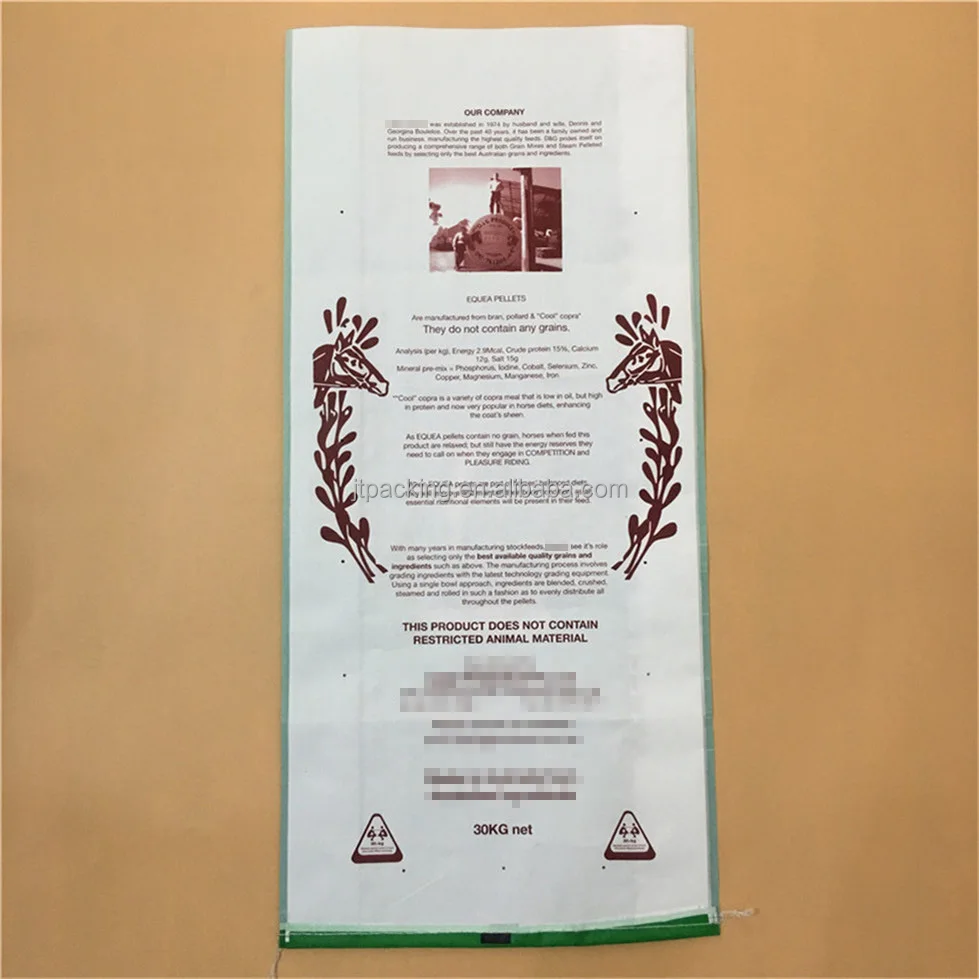 50lb Bottom Gusset Plastic Animal Feed Pet Dog Food PP woven feed bags