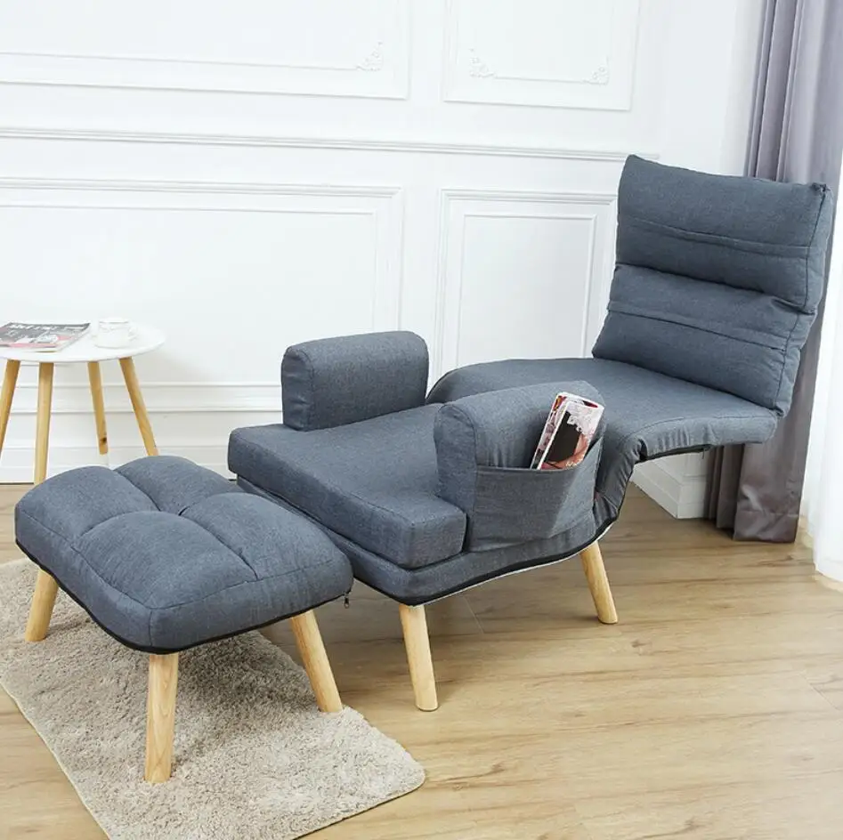 
Wooden Super Counch Linen and Cotton Folding Sofa Bed with Stool 