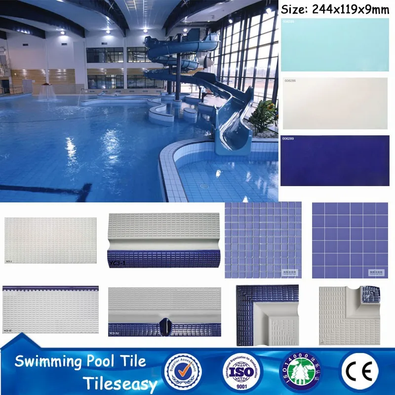 glossy black ceramic glazed outdoor swimming pool floor tiles for sale