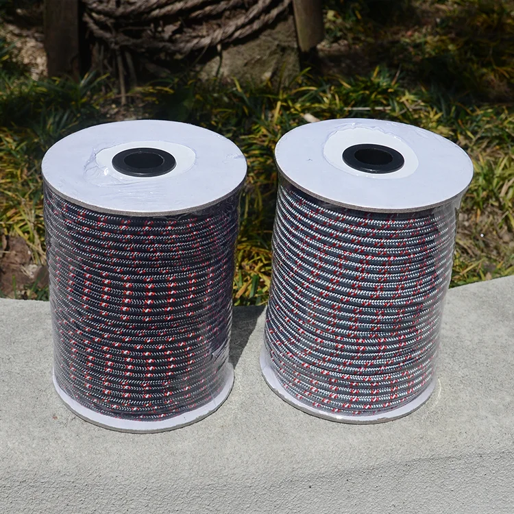 
reflective polyester braided tent cord lien rope cone winded rope 
