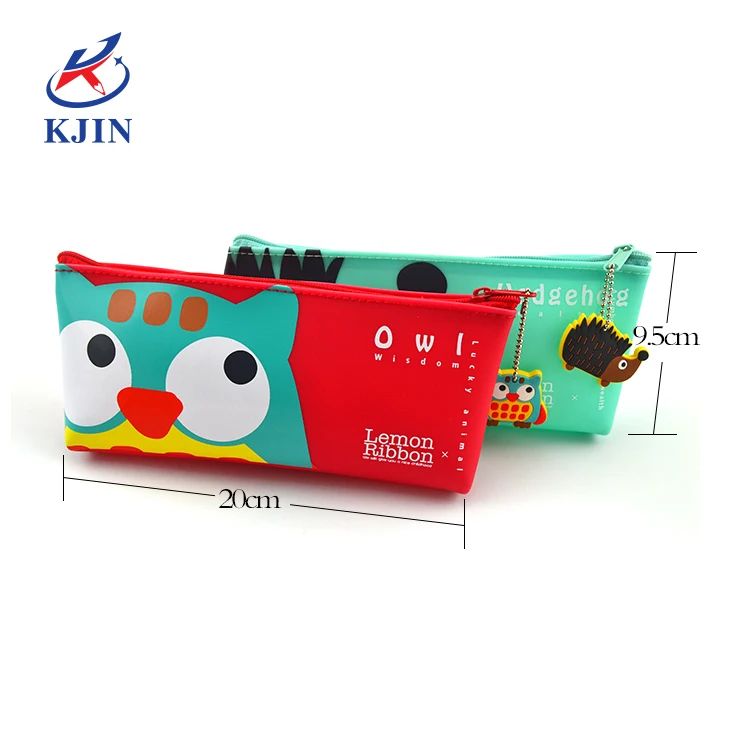 Kids Korean Style papelaria Silicone Cute animal Pencil Case Holder Kawaii Pen Case Stationery Pencil Pouch Box For Children