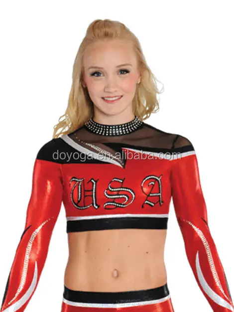 Matt supplex lycra & metallic cheerleading uniforms wear clothes for girls