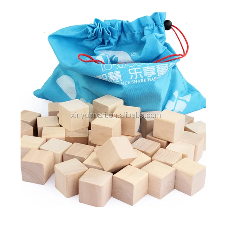 High quality polished natural color wooden block for kids 20mm DIY wood cubes