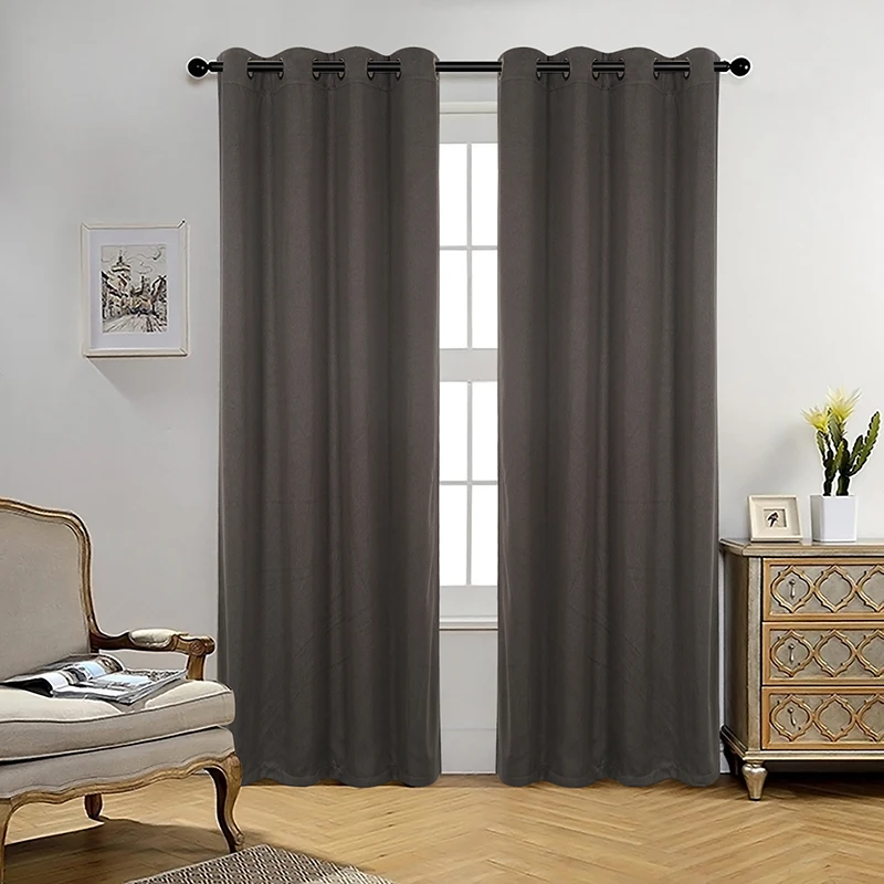 100% polyester material dyed yarn black solid fabric blackout window curtain