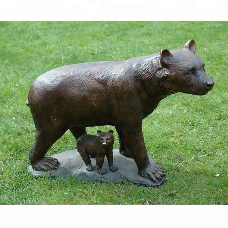 
Modern arts antique bronze metal bear animal sculpture for landscape decor 