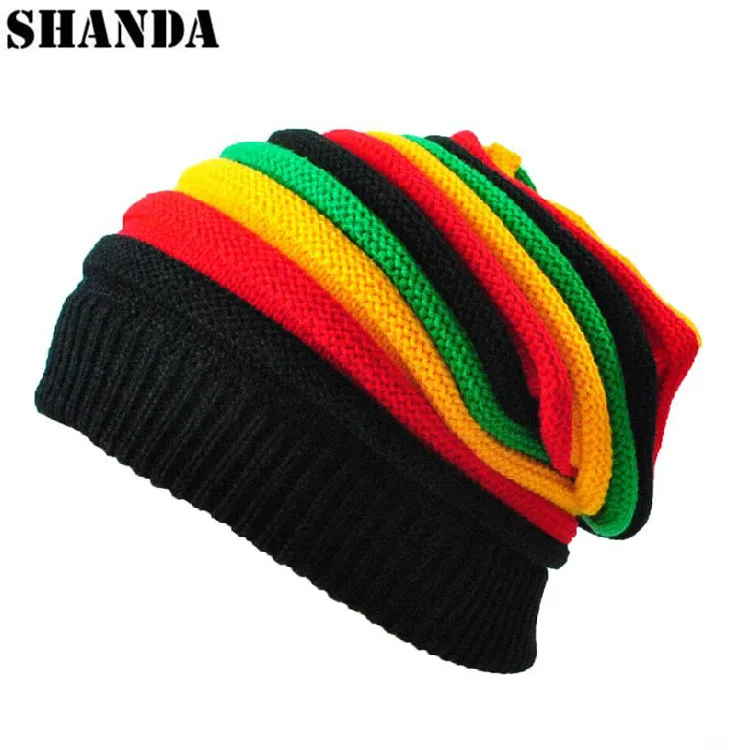 Rasta Beanie, rainbow slouch beanie, Jamaica beanie