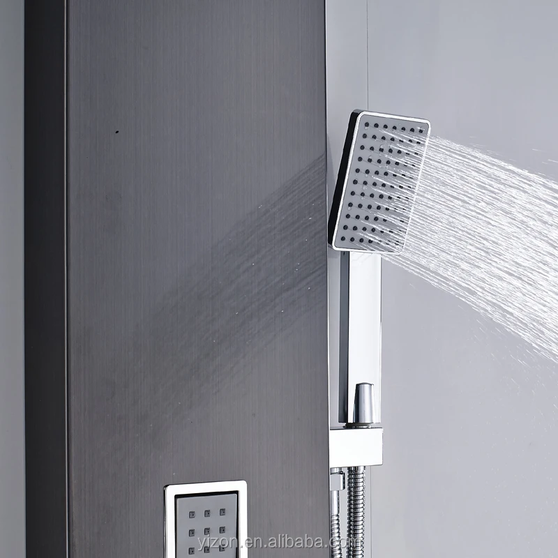 Черная дождевая душевая панель для ванной комнаты, набор колонок с массажной системой, кран с насадками, ручной распылитель