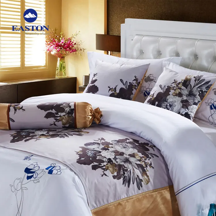 5 start wholesale custom hotel decorative bedding sheet bed runner