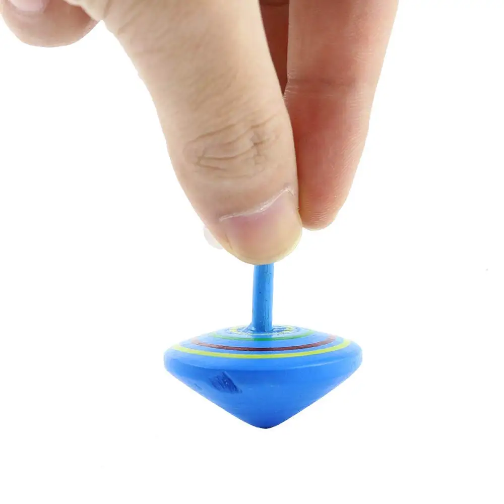 Multicolor Wooden Spinning Top Toy  Wood Handmade Spinning Learning Toys for Boys Girls