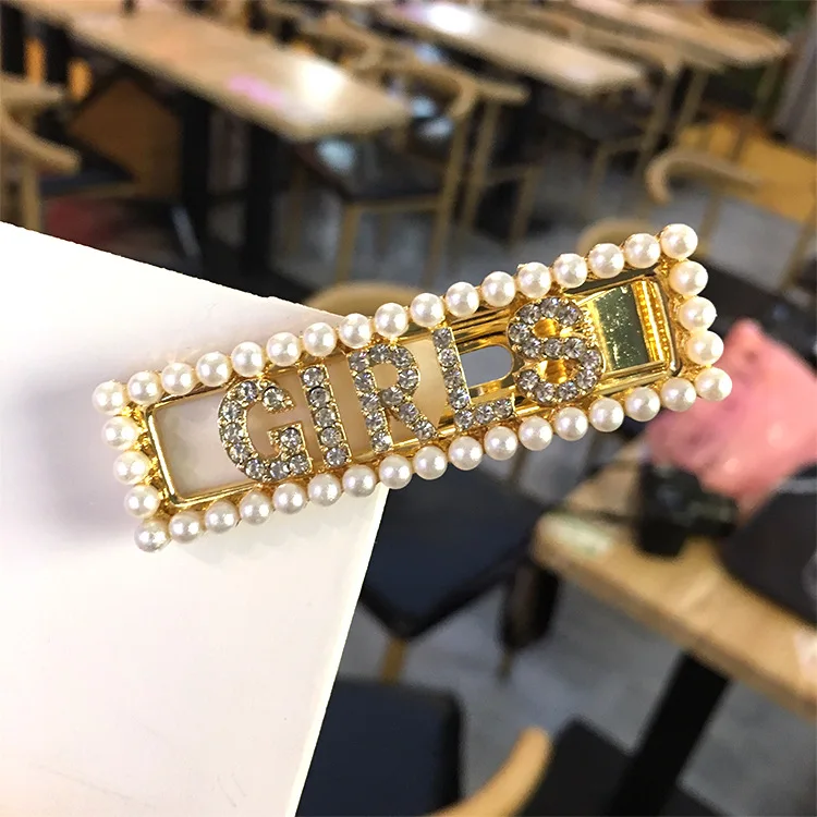 ZM1-8 Trade assurance INS same style Cute openwork Pearl hairpin adult side card elegant top clip word clip bangs wholesale