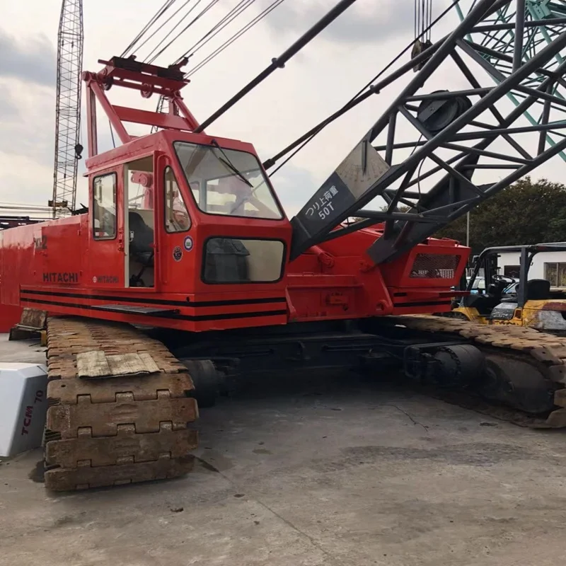 50 тонн, японский бывший в употреблении гусеничный кран hitachi kh180, продажа в Шанхае, Китай