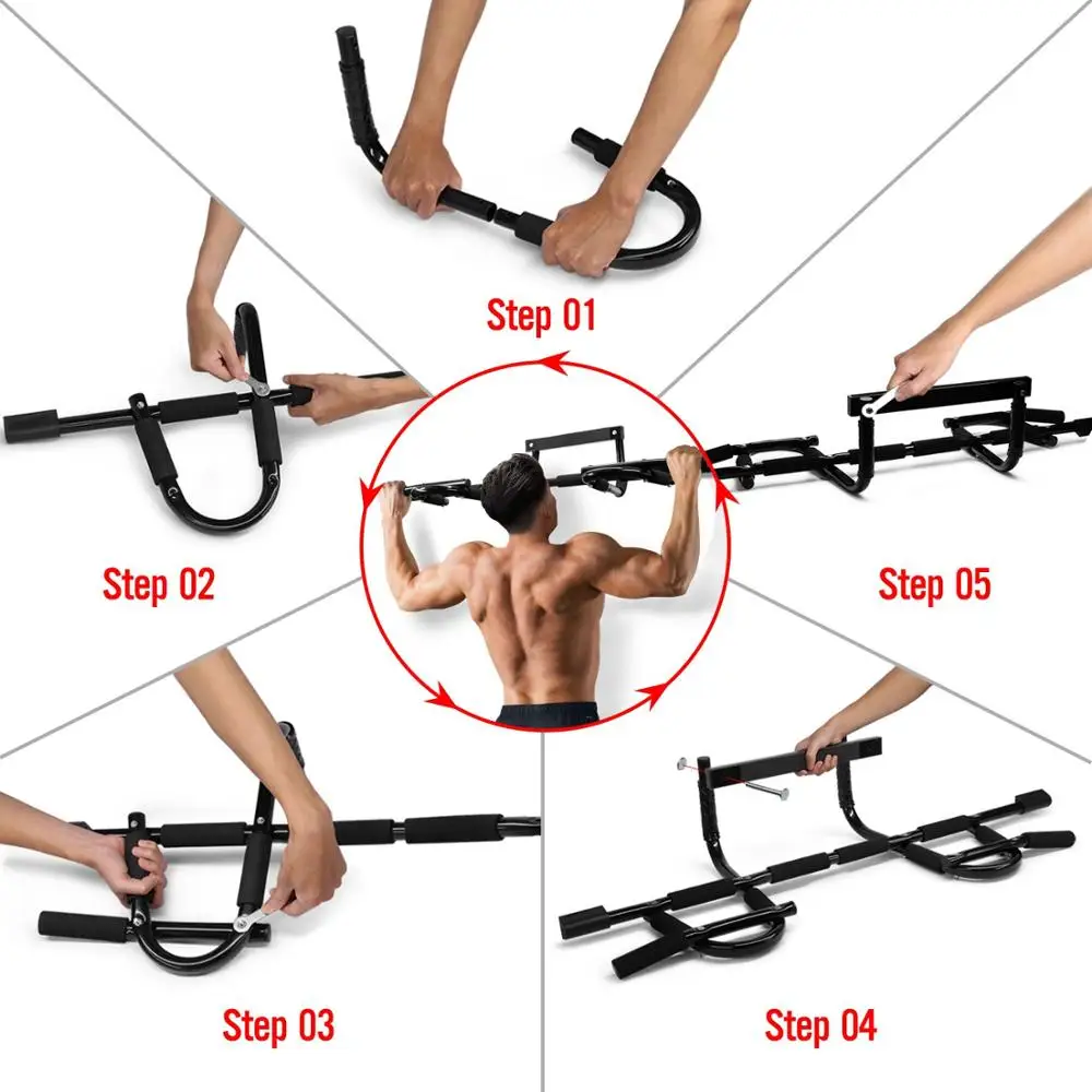 Woqi Multi-Grip Chin-Up Heavy Duty Doorway Trainer Pull-Up Bar for Home Gym