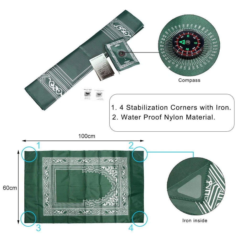 custom muslim pocket prayer carpet mat mecca small portable prayer mat with bag