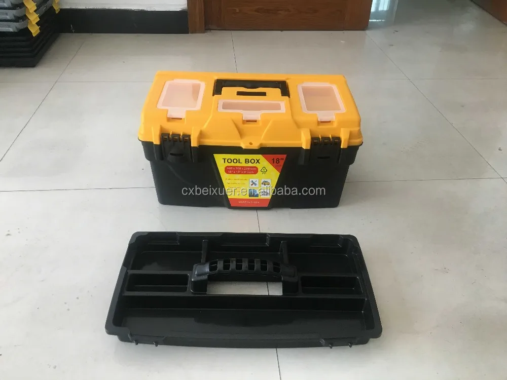 High quality plastic tool box Plastic storage box comes with a removable tray A18